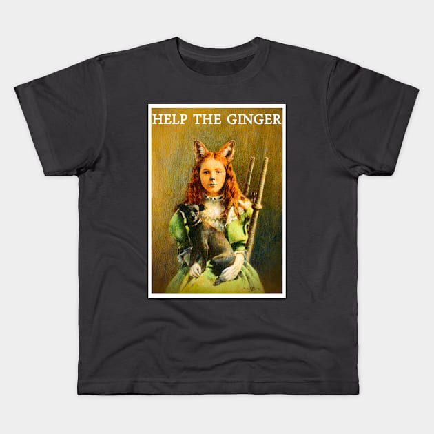 HELP THE GINGER Vintage Victorian Fox Girl Kids T-Shirt by mictomart